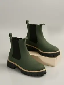 Women's Chelsea Boots, Spring & Fall New Stylish Inner Height Increase Thick Sole Boots, Casual Round Toe Mid-Calf Short Boot, Elegant Boots