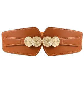 Women Dress Waist Belt Stretchy Elastic Vintage Belts For Dress Metal Buckle Apparel Accessories