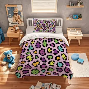 2/3 Pcs Vintage Leopard Print Duvet Cover Set (without Filling And Pillow Insert), High-Density Skin-Friendly Smooth Fabric, Deep Pocket Snug Fit, Versatile Bedding for Bedroom And Homestay