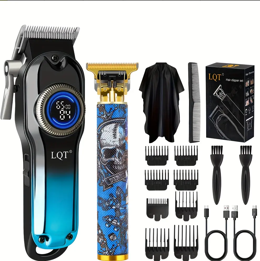 LQT Professional Hair Clippers for Men, Cordless Barber Fade Clipper with LCD Display, Low Noise Rechargeable Trimmer with 150 Min Runtime, Hair Cutter, Rechargeable Hair Trimmer
