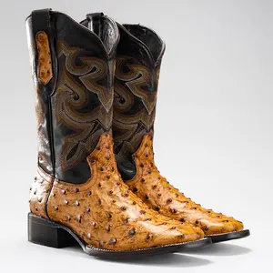 Cowboy Square Toe Imitation Ostrich Boot Premium Leather Cowboy Square Toe Imitation Ostrich Boot Premium Leather