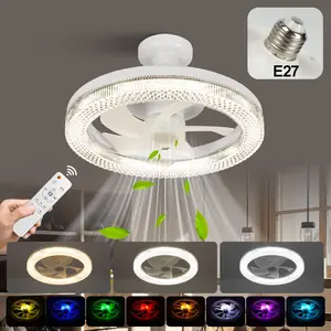 13.7 Inch Fan Light Socket, Easy Install Ceiling Fan E27 Base, Remote Control, 3 Speed Settings, RGB Adjustable Smart LED Lamp, Adjustable RGB Lighting, Indoor Lighting