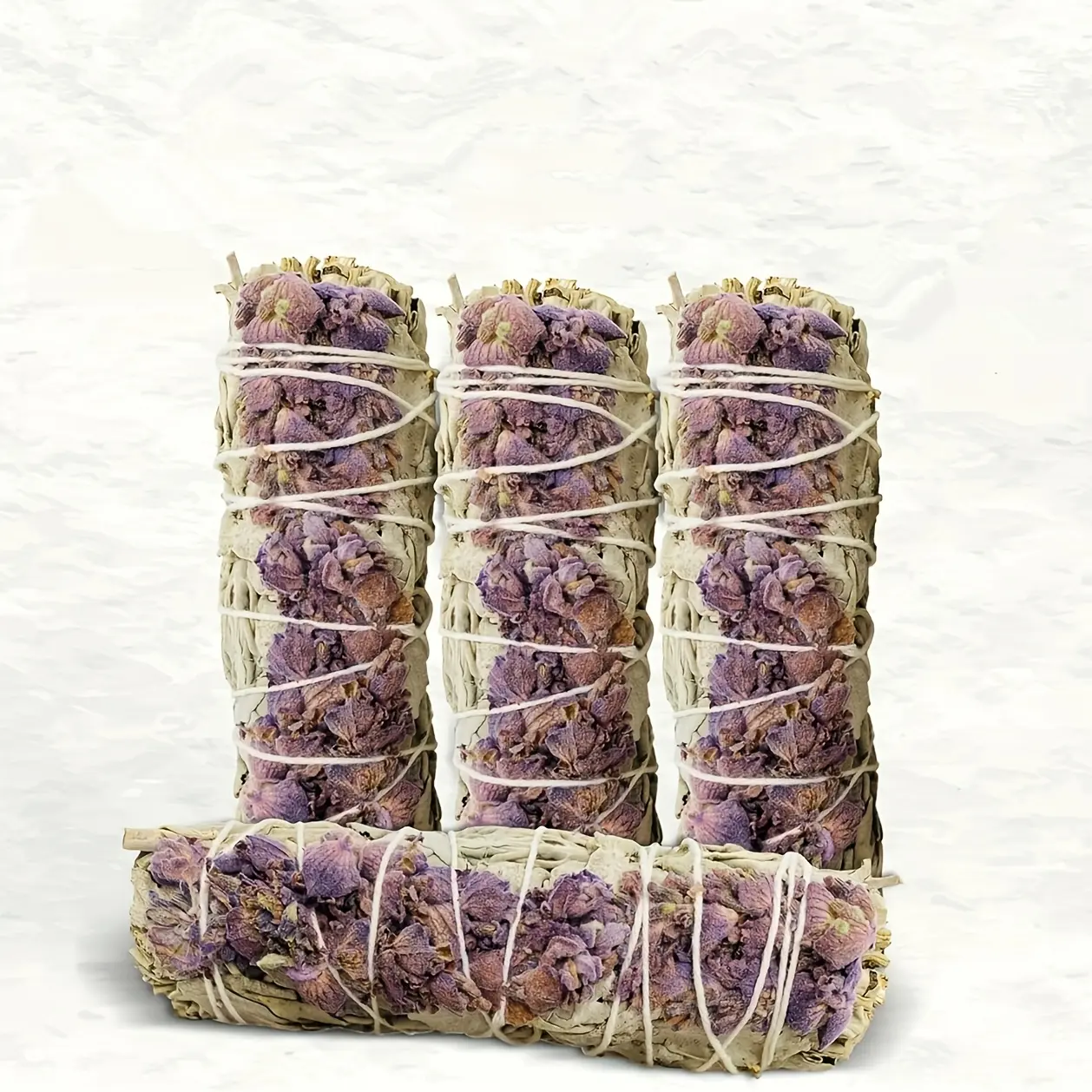 Lavender White Sage Purification Set, includes a purification sage candle, lavender white sage incense sticks (1/2/3/4 pieces), and a complete usage guide, often used as gifts for Black History Month, Easter, and St. Patrick's Day. decor