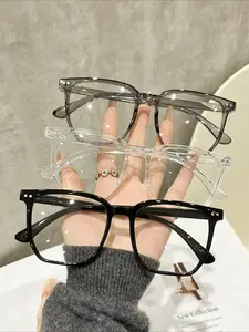 3 pairs of women's and men's Japanese and Korean large-frame college style square frame eyeglasses combination, Stylish Square Frames, fashionable transparent lens glasses frame, suitable for computers, games, TVs and smartphones