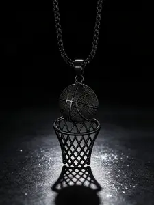 A set of fashionable basketball frame pendant necklace. An American and European hip-hop creative necklace suitable for daily wear and sports. A trendy and unique metal pendant necklace that won't fade. A jewelry item for World Cup commemoration.