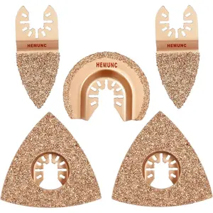 5pcs Mixed Universal Carbide oscillating Tool Blades Set for Tile Grout Mortar Concrete Masonry