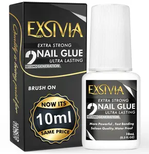 2nd Generation Strong Hold Nail Glue - Salon Quality, Extra Strength for Acrylic, Press-On, Fake Nails, No Dehydrator and Primer Needed - 10ml