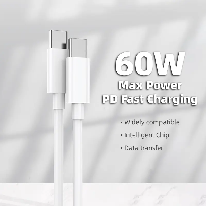 60W USB-C PPS PD Fast Electronic Metal Phone Charger with 1m 2-in-1 Charging-Data Sync Cable for Mobile Phones, iPhones, Tablets (MacBook, iPad Pro 12.9/11, Air 5/4, Mini 6, Samsung Galaxy)