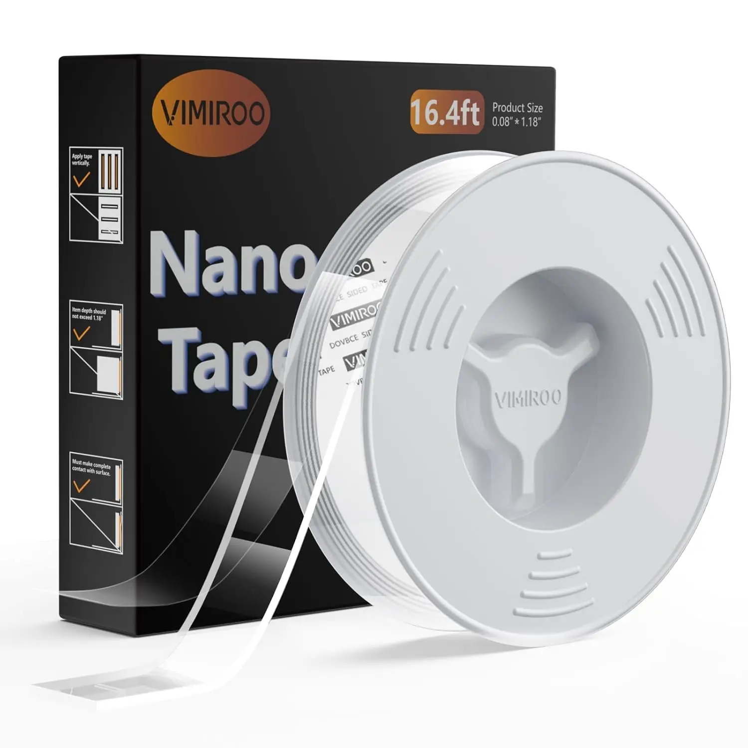 Double Sided Tape Heavy Duty, 16.4FT Nano Tape Extra Large Clear Mounting Tape, Removable Traceless Two Sided