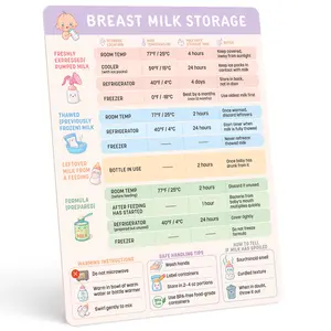 Rectangular Magnetic Breast Milk Storage Guidelines Refrigerator Magnet - 6.75x8.75" Kitchen Breastfeeding Essentials Chart, Pumping & Formula Quick Reference, Newborn Must-Have Gift for First-Time Moms