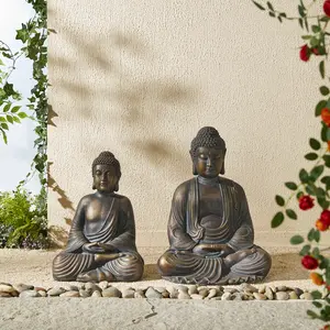 Glitzhome 22.75"H/19''H MGO Meditating Buddha Statue