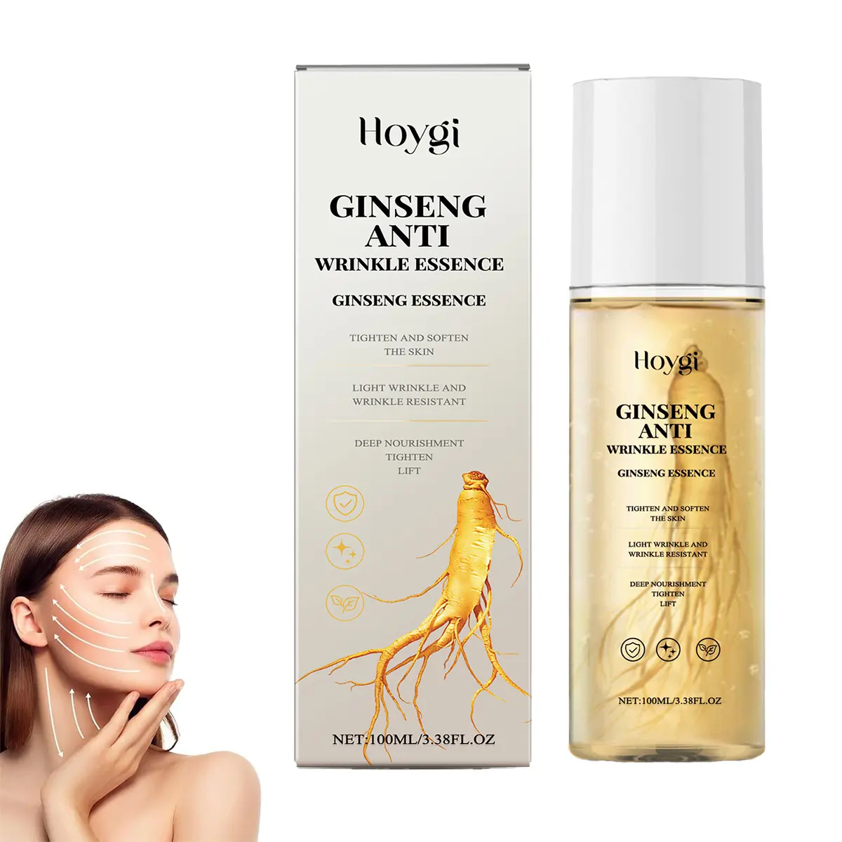 Natural Ginseng Anti-Aging Plant Serum - 100ml Wild Himalayan Ginseng Extract, Peptides, Daily Hydrating Moisturizer Essence for Sensitive Skin Types, Wrinkle Care, Firming, Rejuvenate, Evening, Anti Wrinkle, Soft Skin, Morning Routine, Anti-Wrinkles