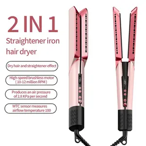 Air Hair Straightener 2-in-1 Wet-to-Dry Blow Dryer & Straightener LCD Display Adjustable Temperature Fast-Heating High-Speed Airflow 200 Million Negative Ions Salon-Quality Suitable  Mothers Day Gift
