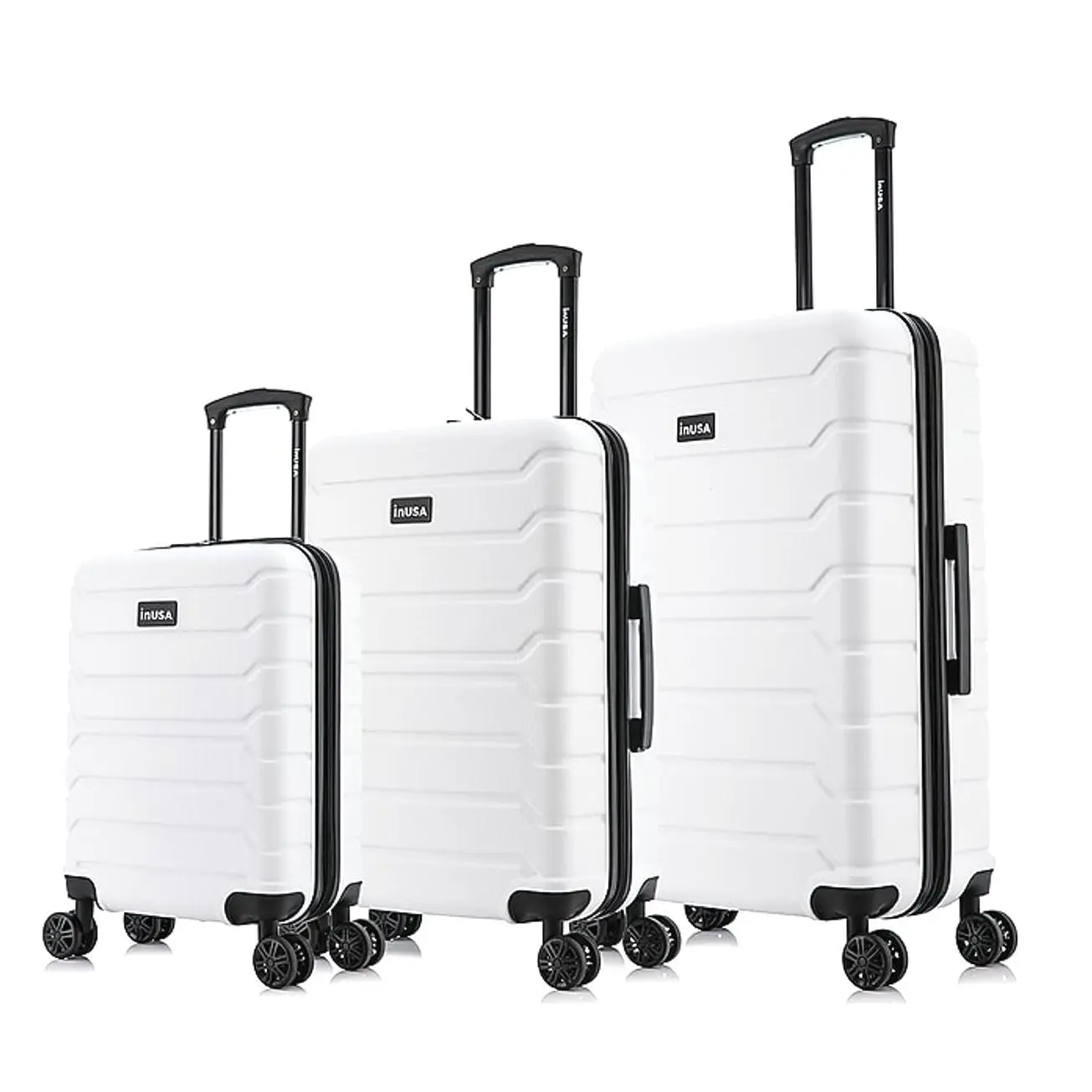 InUSA Trend 3-Piece Hardside Spinner Carry-On Luggage Set, TSA Checkpoint Friendly, White (IUTRESML-WHI)