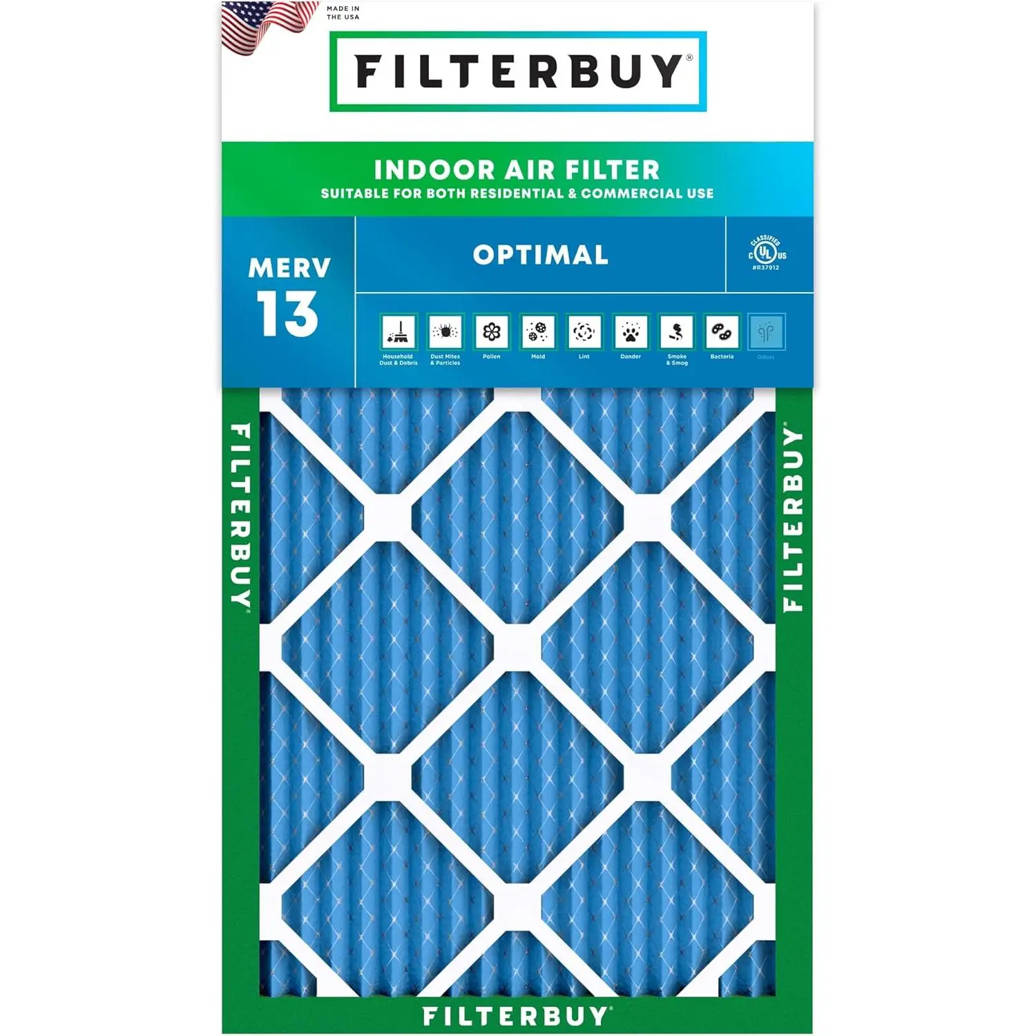 Filterbuy 12x24x1 Air Filter (1-Pack), Pleated MERV 13 Optimal Defense HVAC AC Furnace Air Filters (Actual Size: 11.50 x 23.50 x 0.75 Inches)