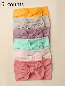 Solid Color Bow Decor Baby Hair Band, Soft Comfortable Bowknot Design Hair Band for Baby Girls & Boys, Cute Hair Accessories for Daily Wear, Solid Color Headband Set