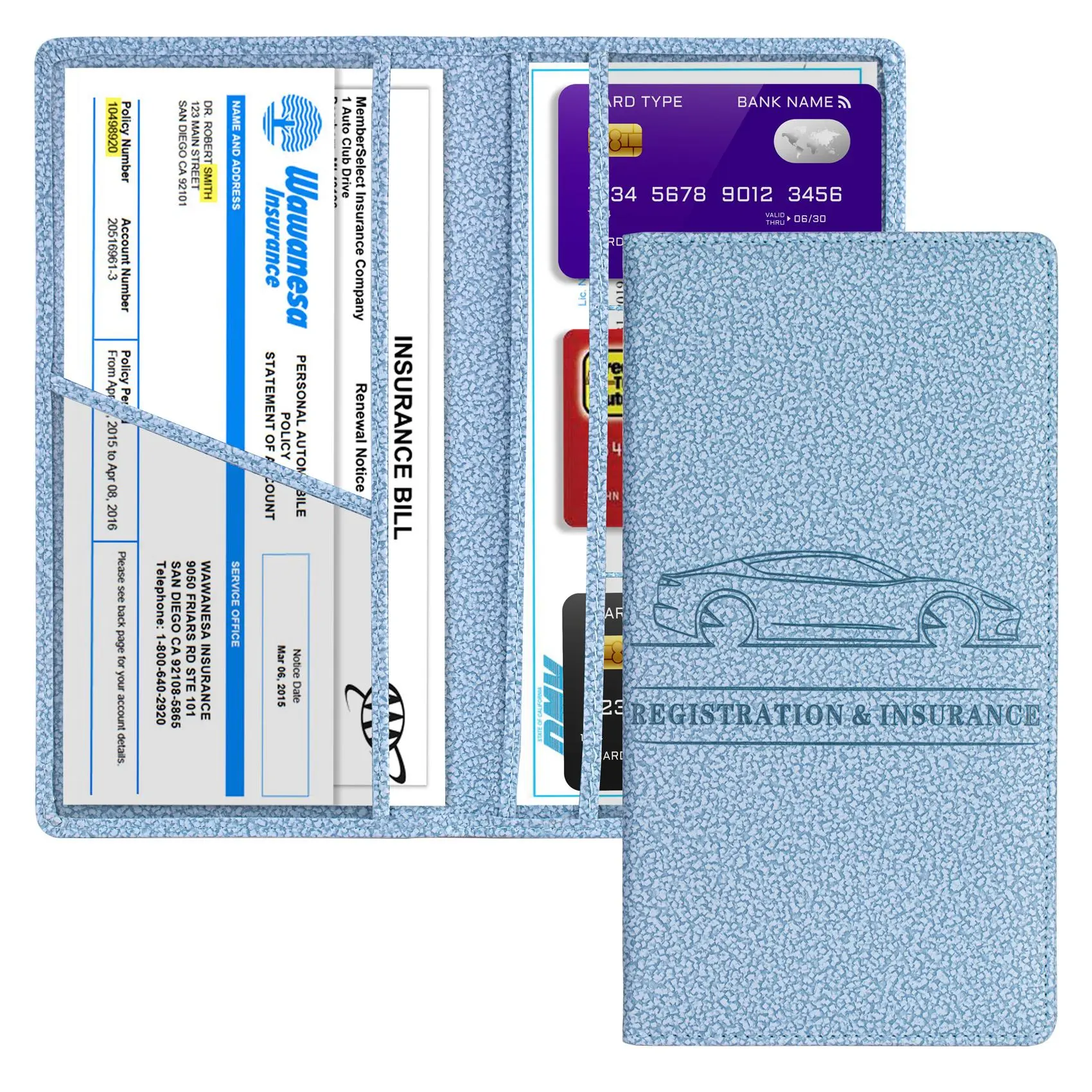 Car Registration & Insurance Card Bag, Durable Solid-Color Card Storage Bag, Vehicle License Document Glove Box Compartment Organizer, Compact Passport Case and Travel Document Holder, Passport Wallet, Passport Cover and Passport Protector