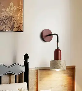 Wabi Sabi Stone Wall Pendant Light Ambient Lighting Hanging Minimalist Wall Lighting Decorative Wooden Lighting for Bedroom and Dining Room