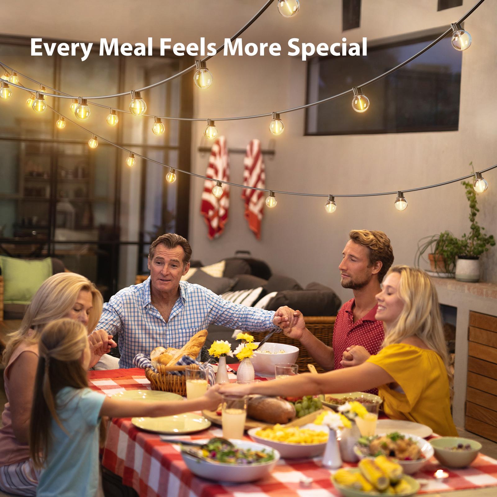 Outdoor String Lights Patio Lights, Shatterproof G40 Vintage Edison Bulbs, Outside Hanging Light Waterproof for Porch, Deck, Garden, Dimmable 2700K, for Yard Camping Gazebo Porch Balcony, Home Decor, Halloween Decorations, Christmas Decor