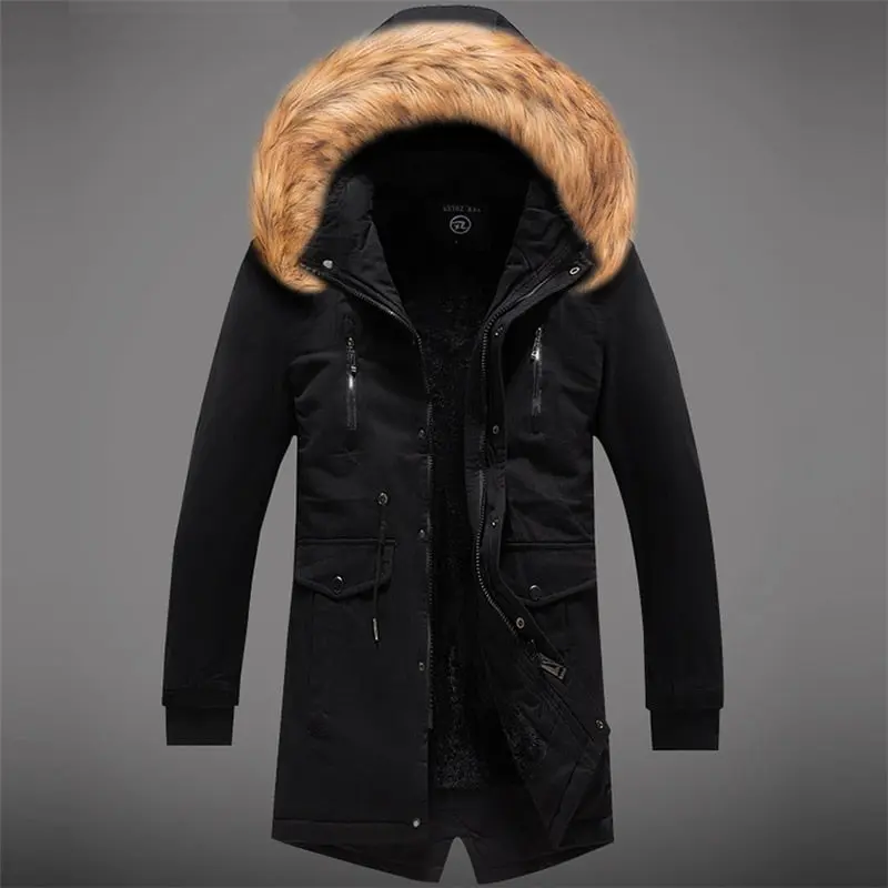 Men Long Winter Padded Parka Jacket
