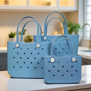 Blue Rubber Tote Bag