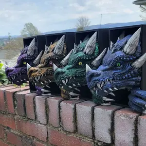 Craftykid3d Dragon Book Nook Hand Painted display 8 Inches Tall Fantasy Themed Display for Book Lovers Figurine Ornaments