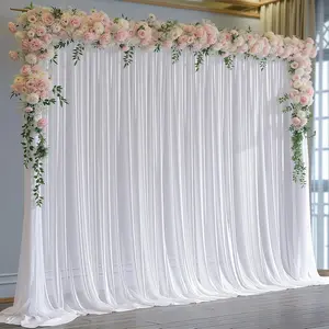 10x10FT White Sheer Tulle Backdrop Curtains for Wedding Parties,2 Pack Photo Backdrop Curtains Ceiling Drapes for Birthday   Shower,Arch Fabric Background with Rod Pocket for  Decorations