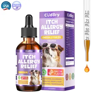 Dog Allergy Relief Drops, Skin & Coat Support with Fish Oil & Omega-3, Natural Immune Support | Itchy Skin Care | Seasonal Allergy | for All sizes and breeds - Bacon Flavor