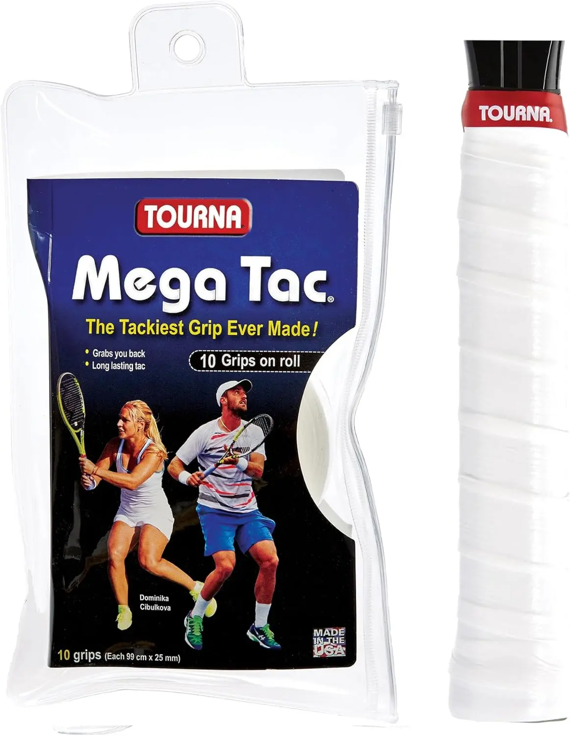Tourna Mega Tac Extra Tacky Tennis Racquet Overgrip, 10-Pack for Sports & Outdoor Ball Sports Use