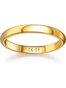 14K Gold Filled Ring for Women Men Thick Thin Pinky Thumb Ring Wedding Band Ring Non Tarnish Plain Domed Comfort Fit Size 6 to 10 Wedding Engagement Ring