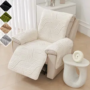 Pet Friendly Plush Recliner Chair Cover 1PC, Thickened Soft Non Slip Sofa Cover, Machine Washable Anti Scratch Single Sofa Protector for Recliner Armchair Lounge Chair, Washable Sofa Slipcover