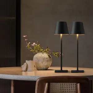 Rechargeable Table Lamp, Portable LED Desk Lamp with Stepless Dimming, Cordless Lamp for Outdoor Dining, Bedroom and Dining Room, Ambient Decoration Lamp, Decorative Ambiance Lighting