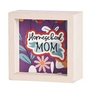 360 Stand Wood Square Photo Frame - Dicksons TTP4-9 4x4 in Double-Sided Tabletop Frame, Home Decor Accessory for Homeschool Moms, Square Frame