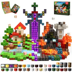 200 PCS Magnetic Blocks with Light Blocks - Easter Magnet Toys for Kids, Boys and Girls, Magnetic Building Blocks Cubes, Stacking Magnets for Kids, for Boys and Girls Age 3+ Years Old