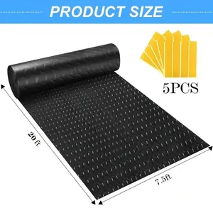 7.5"x20.3ft & 7.5"x17ft 2.6mm Thickened Heavy-Duty PVC Flooring Roll with 5pcs Strong Adhesive Tape | Non-Slip Textured Raised Ridges Skid Backing for Garage Workshop