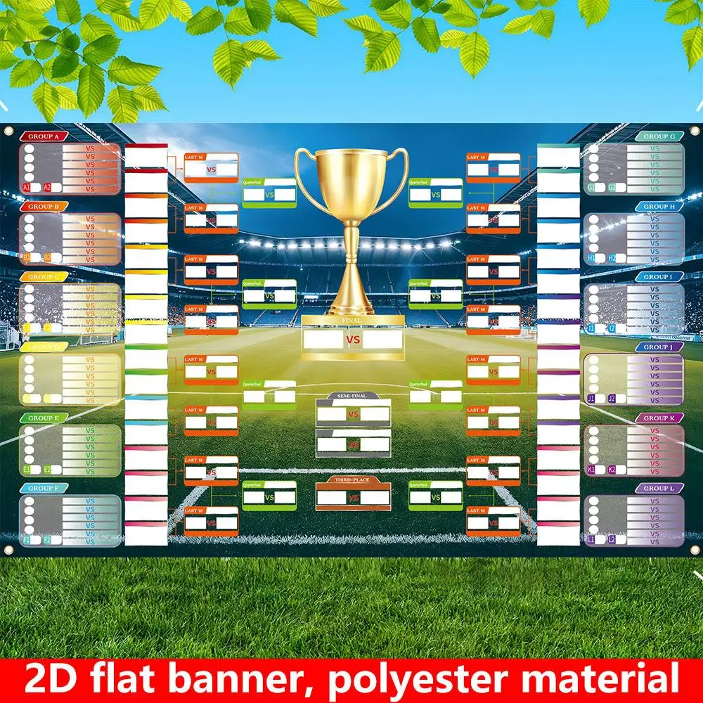 2D Flat Polyester Photography Backdrop Banner, HD Digitally Printed Football Tournament Bracket Design Cloth, Soft Lightweight Foldable Machine Washable Photo Booth Prop for Soccer Game Day Celebrations, Banners, Party Decorations Banners, Backdrop Decora