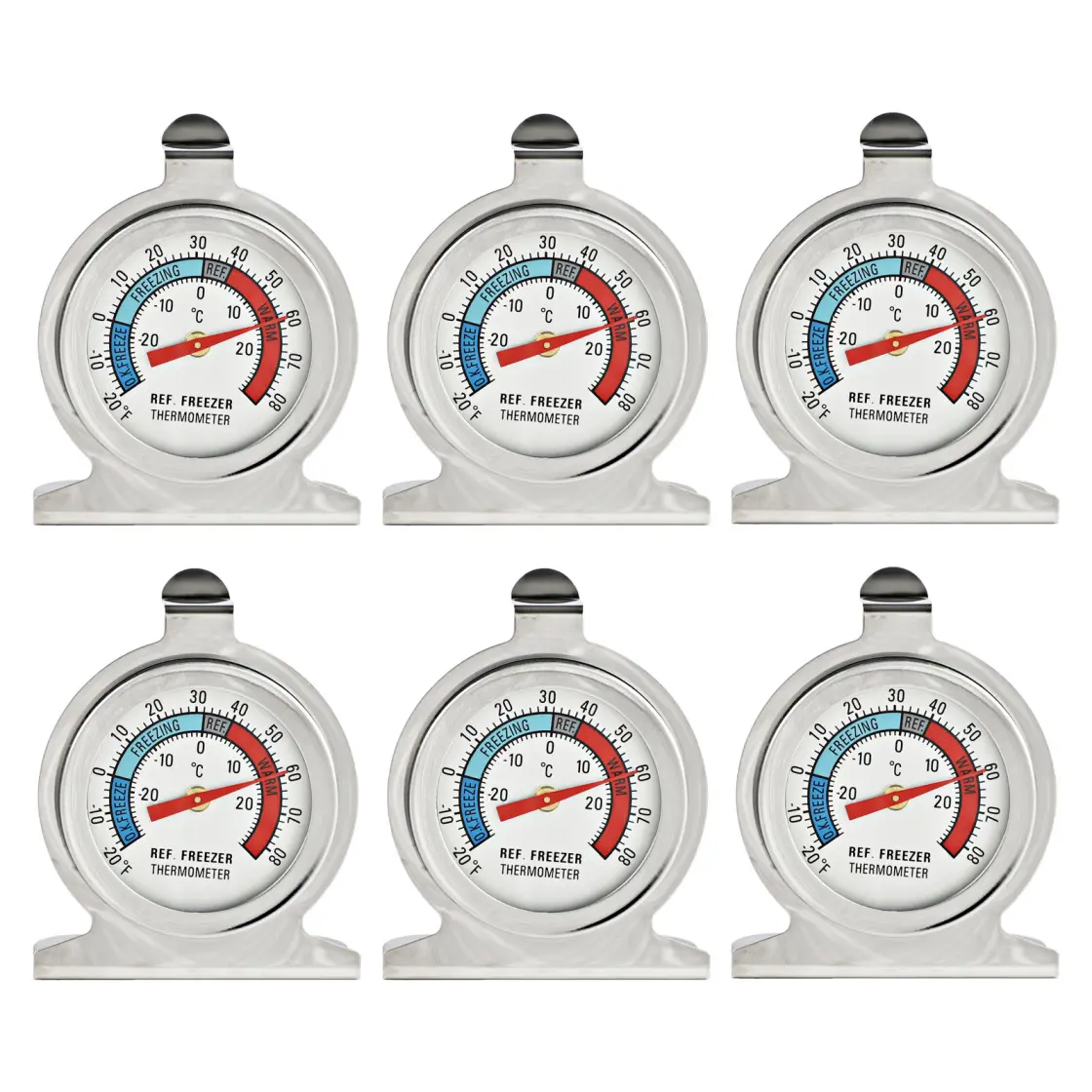 6 Pack Refrigerator Thermometer, 30-30°C/20-80°F, Classic Fridge Thermometer Large Dial with Red Indicator Thermometer for Freezer Refrigerator Cooler