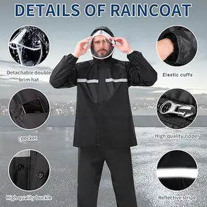 Rain Suit Waterproof Jacket and Trouser Suit Raincoat for Men and Women Outdoor All-Sport Breathable Anti-storm Rainproof, Lightweight Rain Coat, High Visibility Reflective Work Rain Jacket Pants for All Sport Farm Fishing Motorcycle