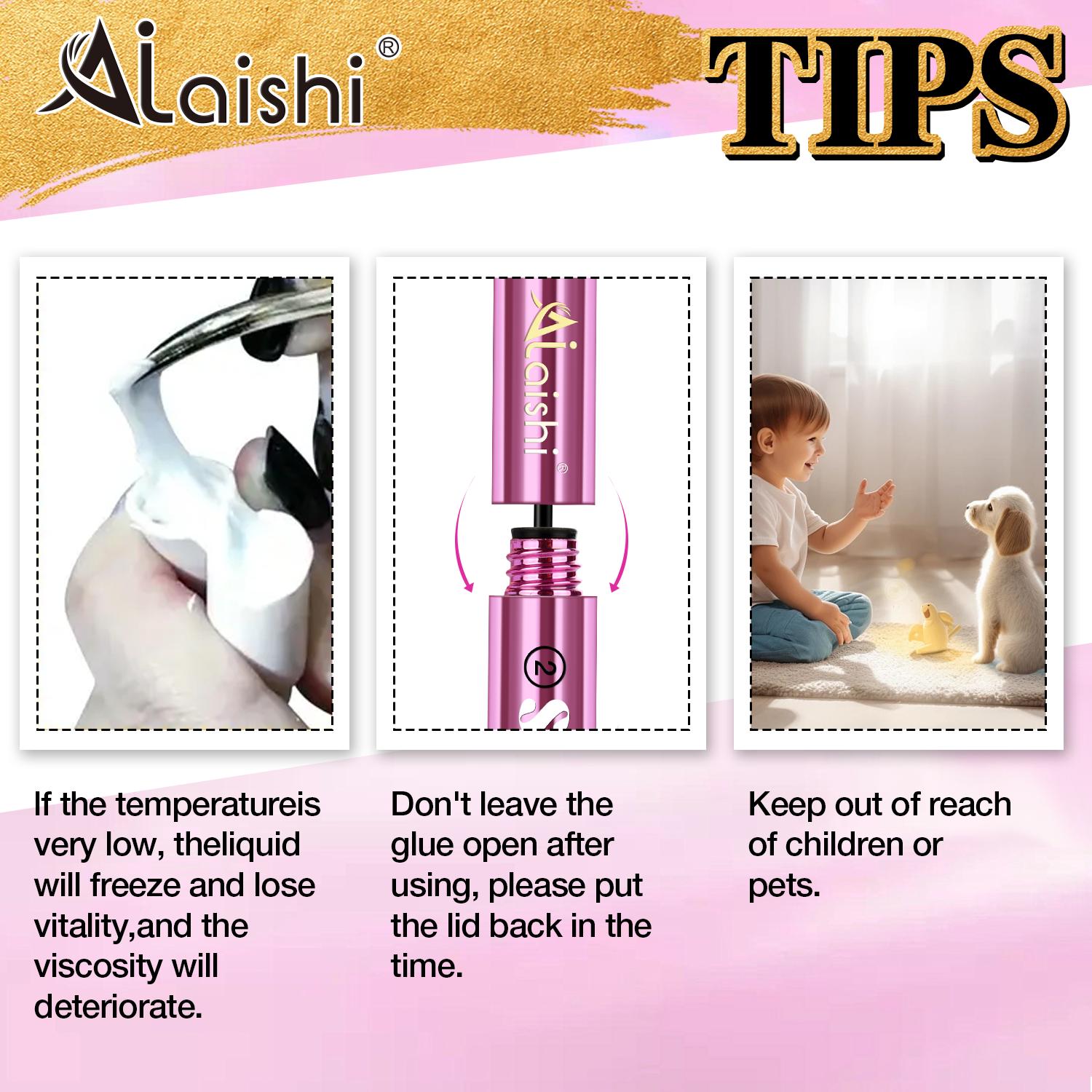 Ailaishi 2in1 Lash Bond & Seal Waterproof Glue Long Lasting Strong Hold for Cluster Lashes Easy Use for Beginners, Makeup Glue & Remover