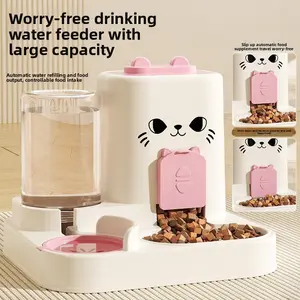 Automatic Pet Feeder and Waterer Combo, Feeding Dry Wet Food Separated Cat Bowl Dog Bowl, Automatic Pet Drinking Fountain, Easy to Clean