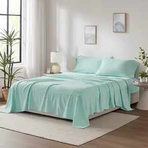 True North by Sleep Philosophy TN20-0591 82 x 96 x 0.13 in. Micro Fleece Sheet Set, Aqua - Full Size