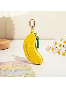 Cute Banana Shape Coin Purse Keychain with Mini Wallet, Y2K Style Fruit Bag Charm for Women, Versatile Backpack Pendant