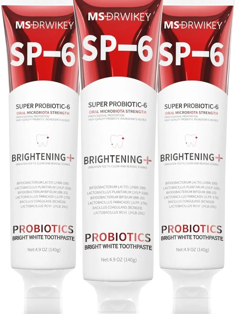 SP-6 Probiotic Whitening Toothpaste - Enhanced Formula with 6 Probiotics for Teeth Whitening and Gum Health - Enamel-Safe, Fluoride-Free, Fresh Mint Flavor, 4.6oz (3)