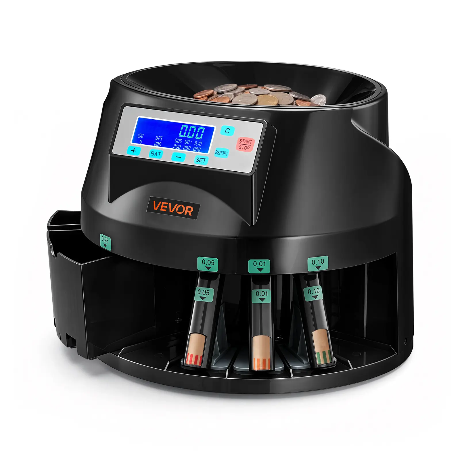 【summerfinds】VEVOR Coin Counter Machine, 5 Denominations, Accurate Coin Sorter Machine, Sorts Up to 225 Coins Per Minute, USD Change Counter with LCD Display, Smooth Operation, Batch Feature, Holds 1500 Coins