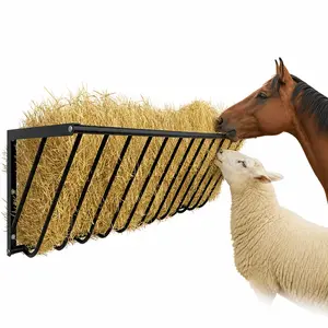 Wall‑Mounted Goat Hay Feeder with Blanket Holder, 63 Inch 67 Gallon Heavy‑Duty Steel Hay Rack, Suitable for Horse Stalls, Goat Sheds & Sheep Barns, Multi‑Functional for Feeding & Storage, Indoor & Outdoor Farm Use garden dig