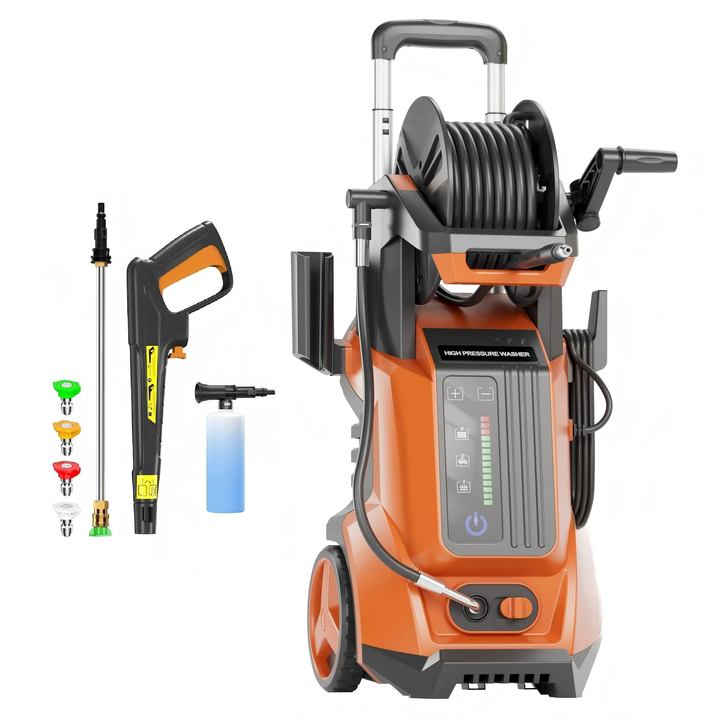 4500 PSI MAX 4.0GPM All-Purpose Electric Portable Pressure Washer with Adj-15-Level Touch Screen, Foam Cannon for Fence, Paths, Car, Patio, Driveway, Shed, Boat cleaning