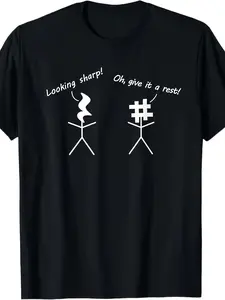 Funny Sharp Rest Note Music T-Shirt for Men & Women - Retro Musical Note & Treble Clef Graphic Tee, S-3XL Sizes, Comfortable Casual Wear for Musicians, Music Lovers Gift