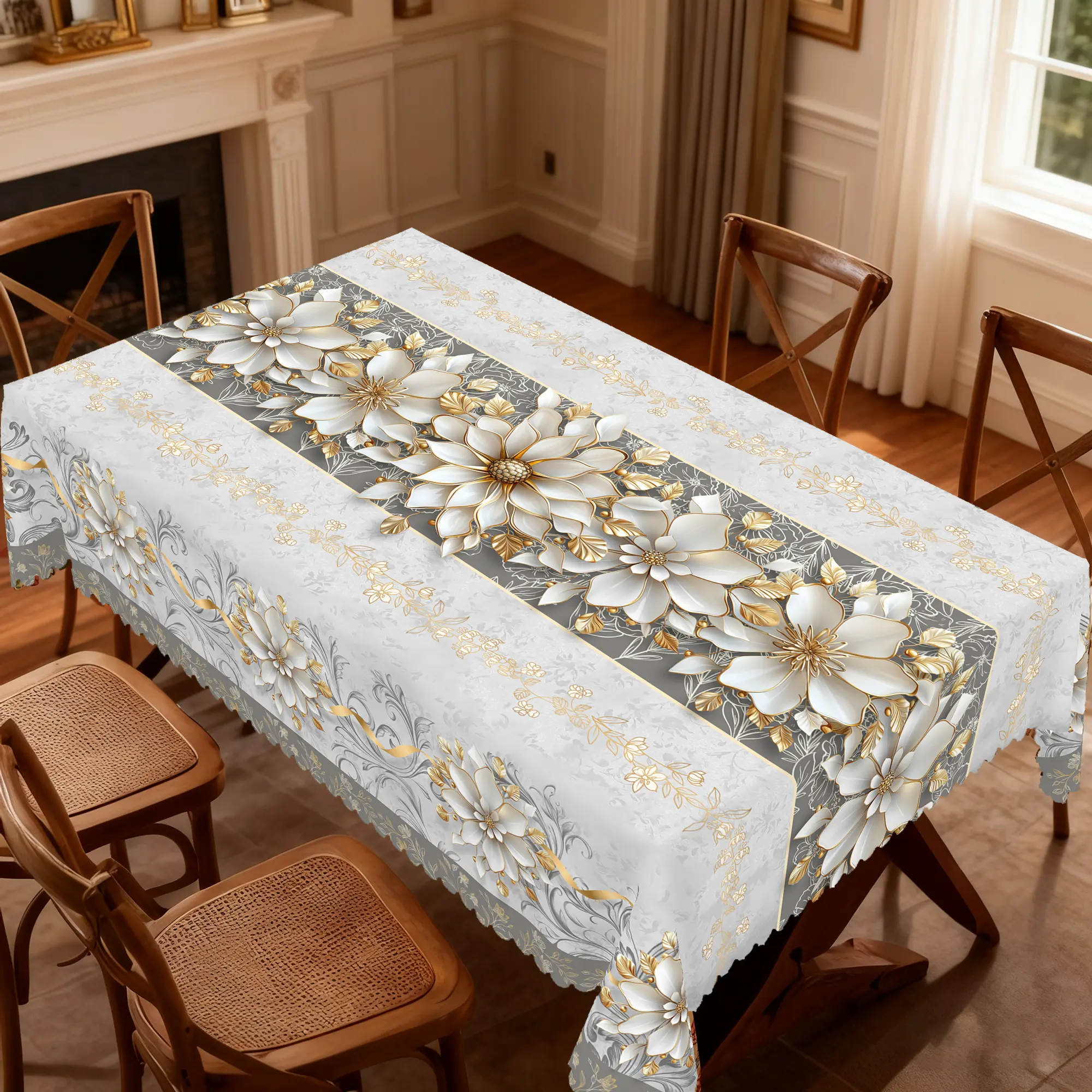 BOOPBEEP Floral Themed Printed Table Cover,  Spring Decor, Perfect Holiday Decor, Home décor, Rectangular&Round Tablecloth, Camping Picnics, Garden BBQ, Party Decor, Kitchen Decor, Vintage Room decor&Outdoor Decor, Gifts Ideas To Friends