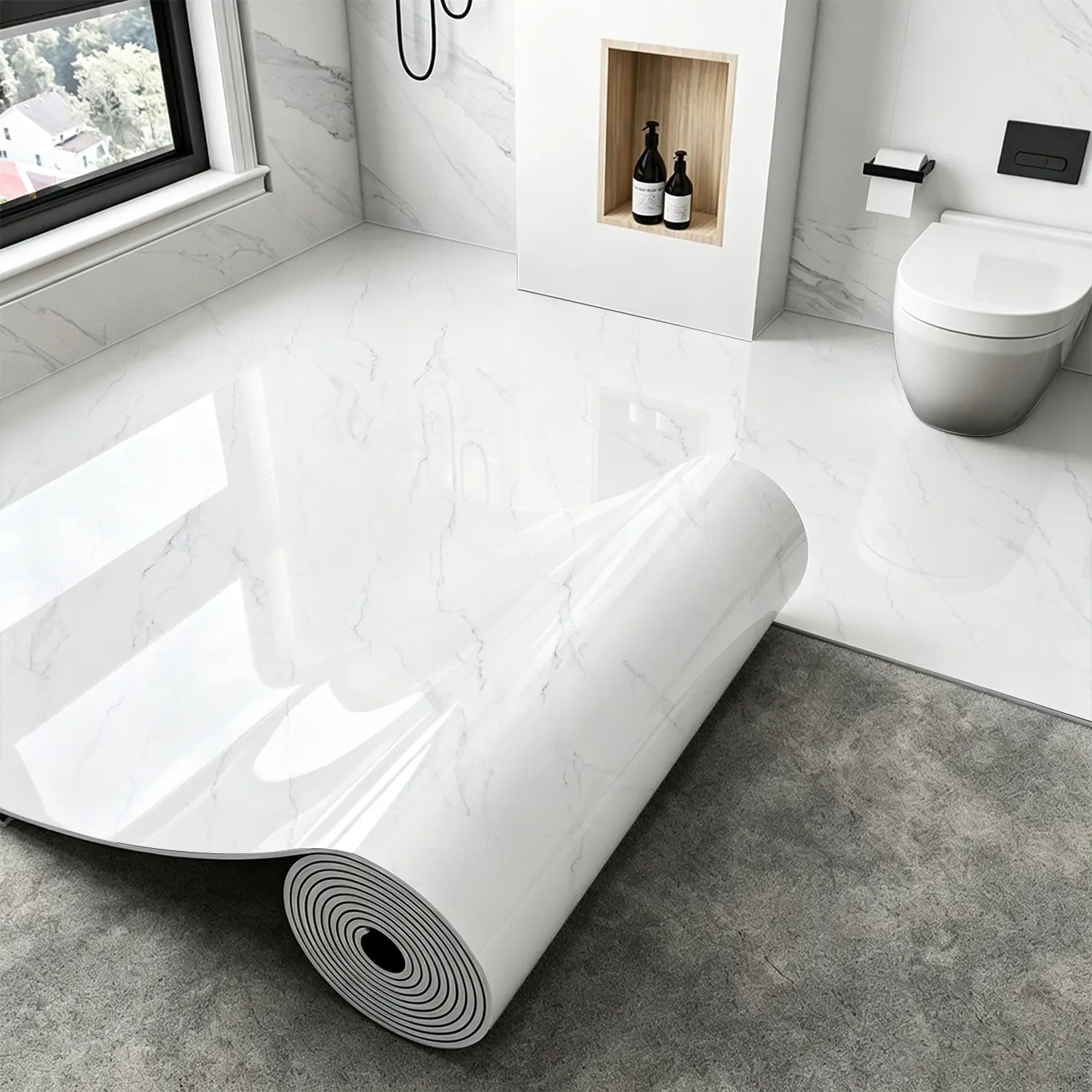 Marble Peel and Stick Wallpaper - Waterproof Self-Adhesive Decorative Film, Removable Wall Panels for Kitchen Backsplash, Bathroom Vanity, Living Room Accent Walls