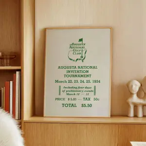 Vintage Golf Poster Frameless Design, Augusta National Championship Replica Ticket, Golf Wall Art Decor, Golfer Gift, Golf Souvenir